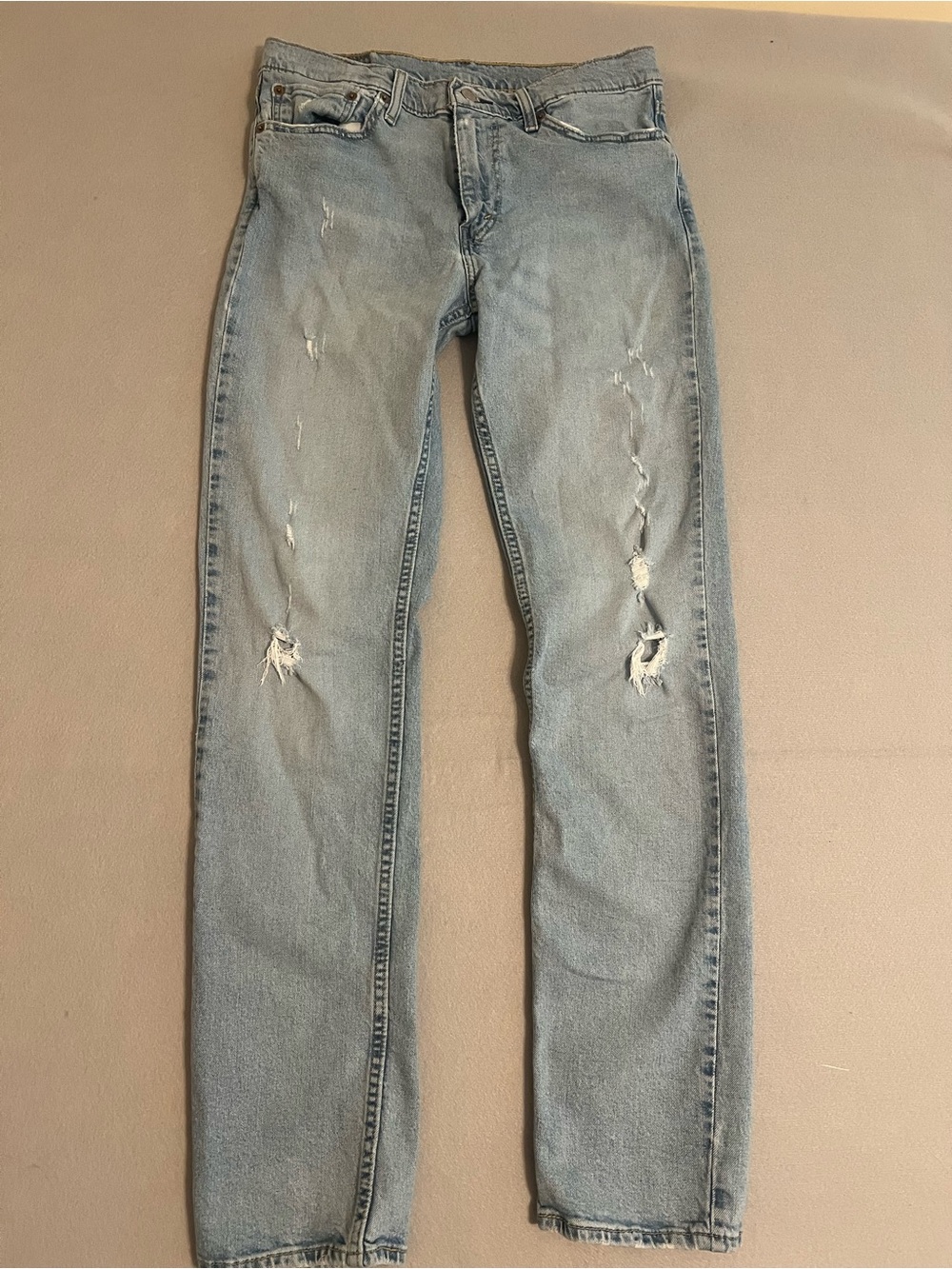Levi's Light Blue Slim Straight Distressed Jeans
